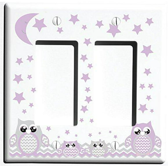 3dRose lsp_167187_6 Cute Patchwork Pink Owl Light Switch Cover 